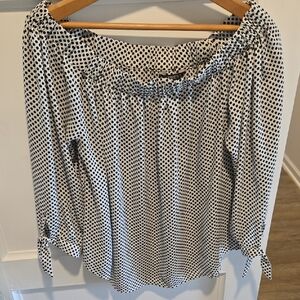 Express Black and White Off-Shoulder Blouse